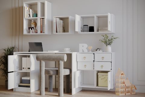 MİNİMALİST ÇALIŞMA MASASI, 6 KAPAK 4 ÇEKMECE