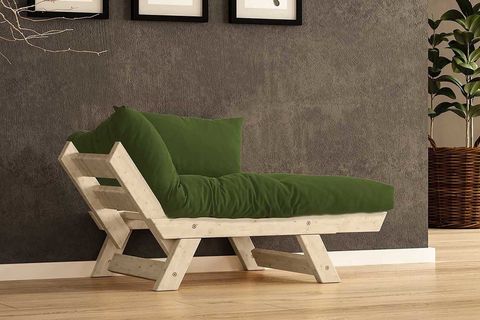 WOODESK ADALAR MASİF AHŞAP BERJER, NATURAL-YEŞİL RENK