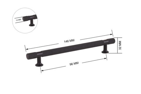 ZİRVE FULYA ALÜMİNYUM KULP, SİYAH, 96 MM