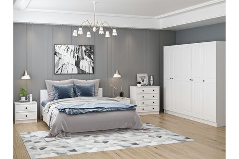 KALE210 YATAK ODASI TAKIMI, BEYAZ MEBRAN, 5 KAPAKLI, SET 72