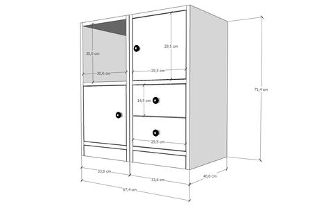 YUSUF KOMODİN, 2 KAPAK 2 ÇEKMECELİ, KMD-1034-Ç