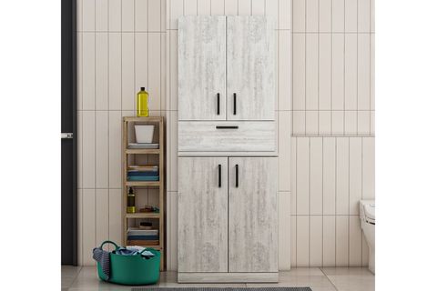 PALMİRO ÇAMAŞIR MAKİNASI DOLABI SET BEYAZ-TEAK