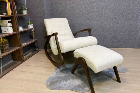 ASEDİA EKOL SALLANAN SANDALYE, TEDDY KREM, CEVİZ AYAK