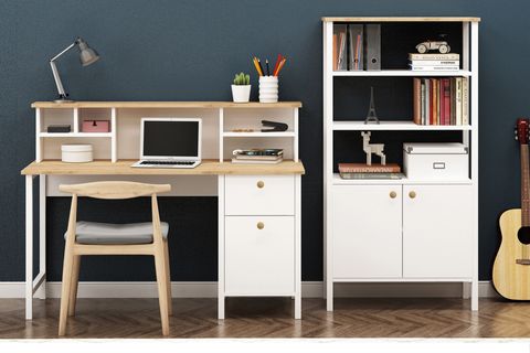REMY ÇALIŞMA MASASI VE REMY KİTAPLIK, SEPET BEYAZ