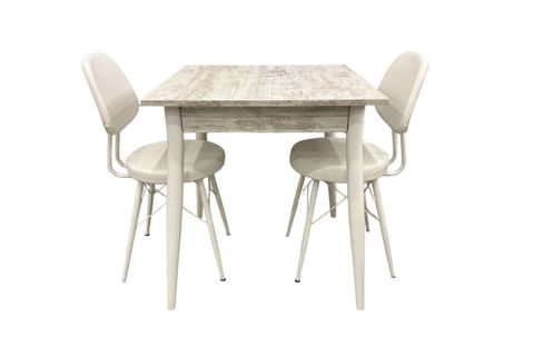 MENDEL MASA VE EYFEL SANDALYE TAKIMI, KRİSTAL, 70X70