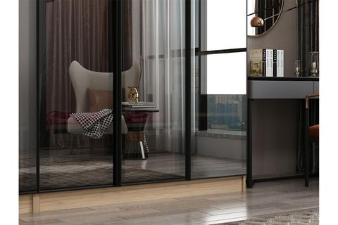 NİSA 6 KAPAKLI 4 ÇEKMECE DOLAP DORE REFLEKTE CAM