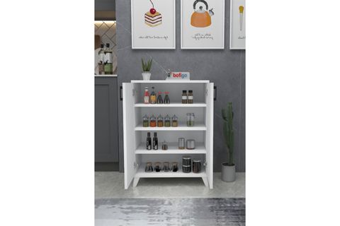 BOFİGO 4 RAFLI ÇOK AMAÇLI DOLAP MUTFAK DOLABI BANYO DOLABI BEYAZ