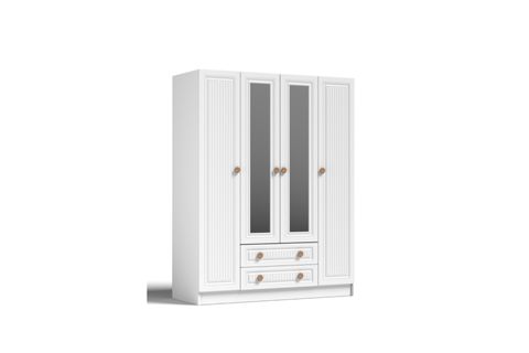 VENÜS ÇİZGİLİ MDF KAPAK ÇEKMECELİ AYNALI GARDROP