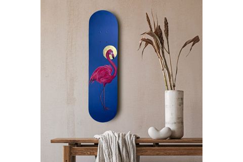 HOLY FLAMINGO KAYKAY EL YAPIMI AHŞAP DUVAR DEKORU
