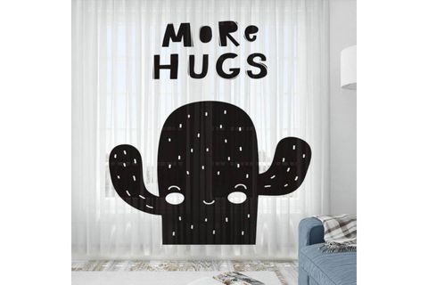 ELSE SEVİMLİ HİPOPOTAM İSKANDİNAV DESENLİ DEKORATİF ÇOCUK BEBEK TÜL FON PERDE 140X270