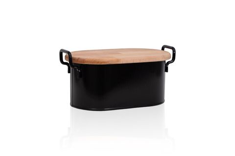 THE MİA STRİPE AHŞAP KAPAKLI EKMEK SAKLAMA KUTUSU SİYAH 40X22X18 CM