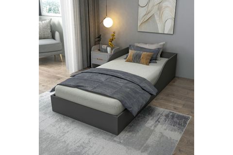 ARNETTİ OYA 90X190 ÖLÇÜLERİNDE YATAK UYUMLU TEK KİŞİLİK KARYOLA, ANTRASİT - OYA