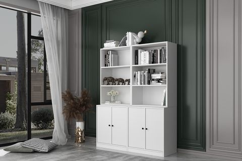 BKCONCEPT 4 KAPAKLI RAFLI KİTAPLIK, 130 CM, BEYAZ, KTP-1291-Ç