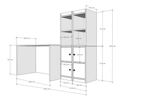 EVA ÇALIŞMA MASASI, 8 RAFLI 4 KAPAKLI
