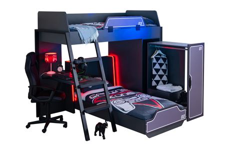 GAMER LEDLİ DOLAPLI MASALI RANZA, ANTRASİT