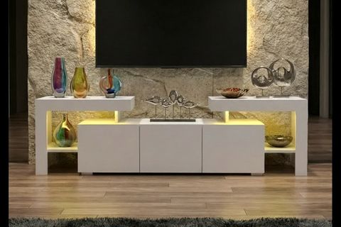 YAGMUR LEDLİ TV ÜNİTESİ, BEYAZ, 200 CM