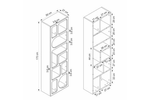 BOHEM MEBRAN KİTAPLIK, BEYAZ, 170 CM