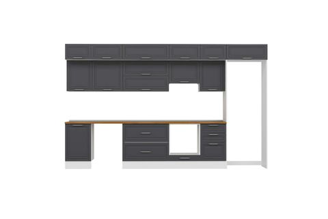 ALVİNKA 390X240 CM KLASİK MEBRAN MUTFAK DOLABI, MB E90S50S50 1 MEBRAN ANTRASİT SUNTALAM