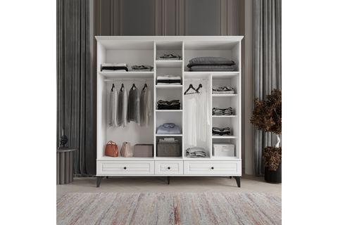 SİNEM GARDIROP, BEYAZ, 5 KAPAKLI