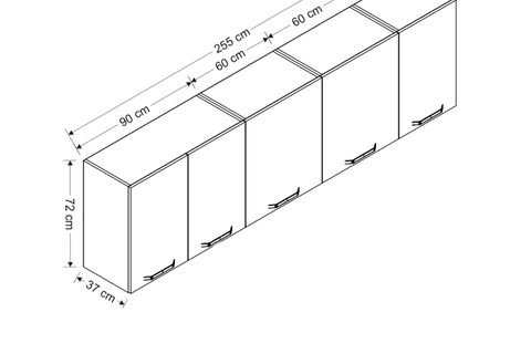 MİNAR 255 CM MUTFAK DOLABI BEYAZ 255-B1-ÜST MODÜL