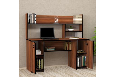 KALENDER DEKOR LUCAS TWİNS BİLGİSAYAR VE ÇALIŞMA MASASI TAKIMI, CEVİZ, 145 CM, LC05