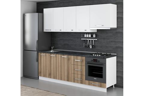 MİNAR 225 CM MUTFAK DOLABI BEYAZ DORE 230 D8