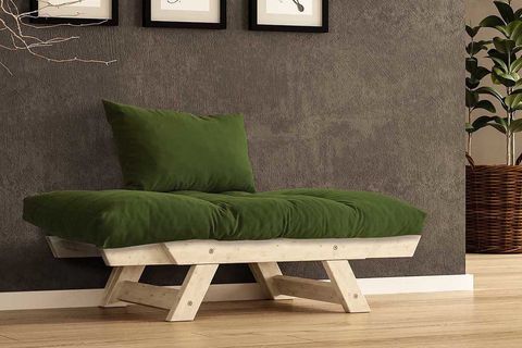WOODESK ADALAR MASİF AHŞAP BERJER, NATURAL-YEŞİL RENK