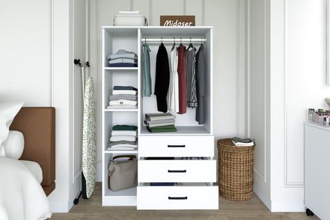 MİDOSER EASY 3 KAPILI 3 ÇEKMECELİ ELBİSE DOLABI-GARDIROP BEYAZ