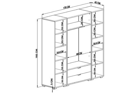 NİSAN GARDIROP, 4 KAPAKLI 2 ÇEKMECELİ, BEYAZ CEVİZ