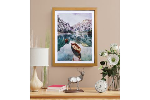 NATUREL ÇERÇEVELİ SULUBOYA İTALYA BRAİES GÖLÜ TABLOSU 33X43 CM