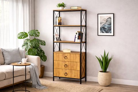 ALKAN ÇEKMECELİ KİTAPLIK