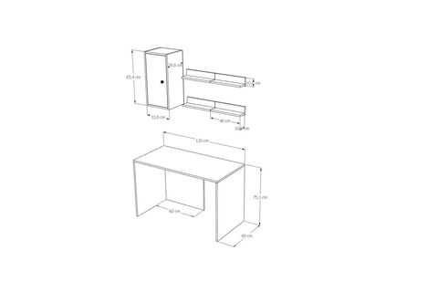 BK ÇALIŞMA MASASI, 1 KAPAKLI MODÜLER