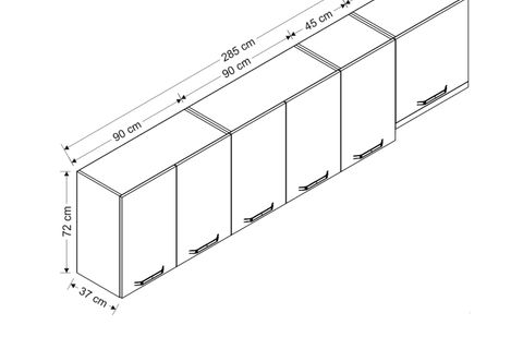 MİNAR 285 CM MUTFAK DOLABI BEYAZ 285-B7-ÜST MODÜL