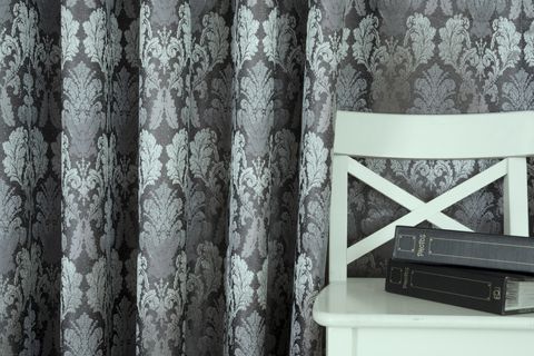 MASSARELLİ KLASİK DAMASK DESEN PİLESİZ FON PERDE, ANTRASİT GÜMÜŞ, 150X260