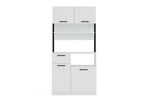 LAVO ÇEKMECELİ ÇOK AMAÇLI KAHVE KÖŞESİ DOLABI, BEYAZ, 4 KAPAKLI