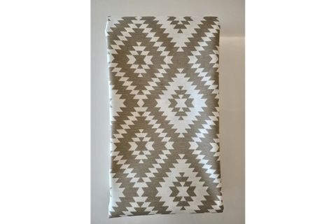 KETEN GÖRÜNÜMLÜ KİLİM DESENLİ MASA ÖRTÜSÜ, KREM, 140X170