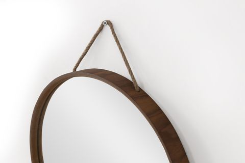 MİRORA İKİLİ YUVARLAK DEKORATİF DUVAR AYNASI, AMERİKAN CEVİZ, 60-48 CM