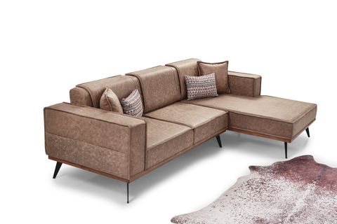 YENİ LOFT NUBUK KÖŞE TAKIMI , KAHVE