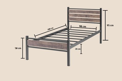 EVGER METAL KARYOLA, K30, SİYAH, 90X200