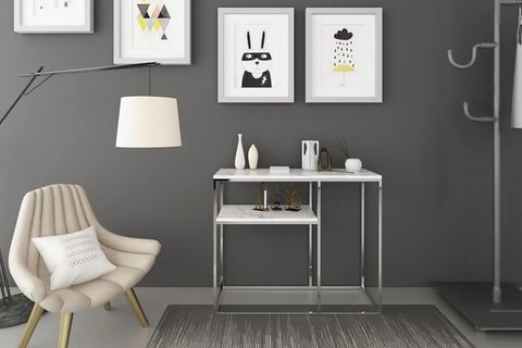 LUMİNA METAL DRESUAR, PASLANMAZ AYAK, BEYAZ MERMER TABLA