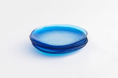 KİTCHEN ESSENTİALS ALTHEA CAM PASTA TABAĞI 21 CM, MAVİ, ALTILI SET