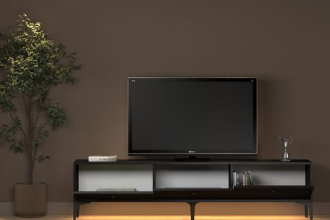 VENÜS LED IŞIKLI MİNİFİKSLİ GENİŞ TV SEHPASI, WOOD SİYAH, 180 CM