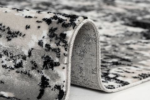 KARNAVAL HOME KIRÇILLI SAÇAKLI MODERN DOKUMA HALI 001, SİYAH BEJ, 80X150