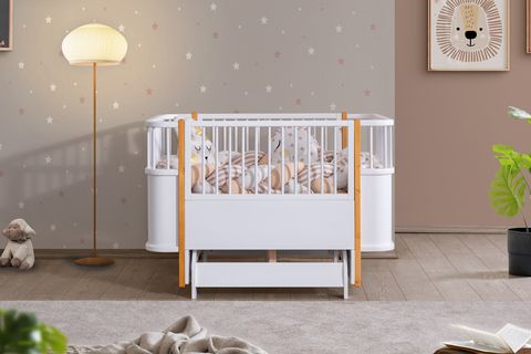 BELLA SALLANABİLİR BÜYÜYEN BEŞİK, BEYAZ, CEVİZ AYAK, 90X121
