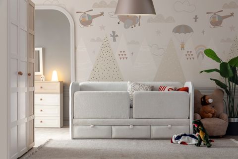 DÜNYA DÖŞEMELİ DİVAN, KREM, 90X190, KORKULUKSUZ