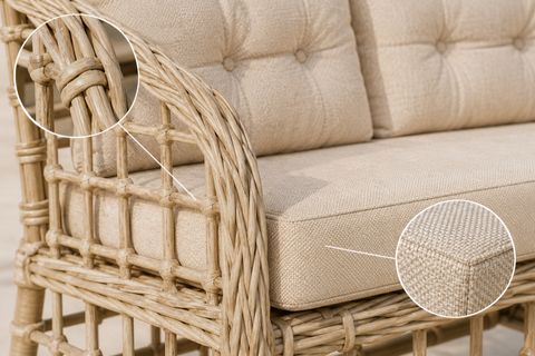 ATAKUM 4 KİŞİLİK MİNDERLİ RATTAN BAHÇE BALKON OTURMA GRUBU, BEJ