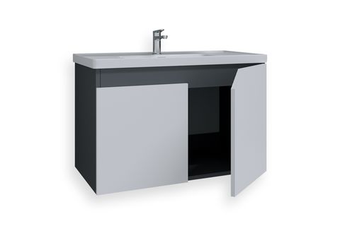 TETA HOME NAPOLİ BANYO LAVABOLU ALT DOLAP, ANTRASİT BEYAZ, 80CM