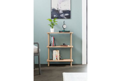 BUKİ DEKORATİF AHŞAP AYAKLI KİTAPLIK, 3 RAFLI, ÇAM