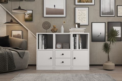 CONSOLA RAFLI KAPAKLI ÇEKMECELİ KONSOL BEYAZ 98 CM KNS-1002-Ç