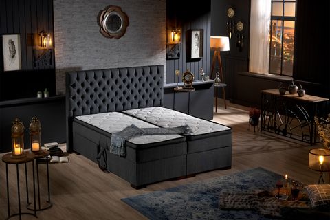 LEİLA KUMANDALI BAZA BAŞLIK YATAK SETİ, ANTRASİT, 100X200